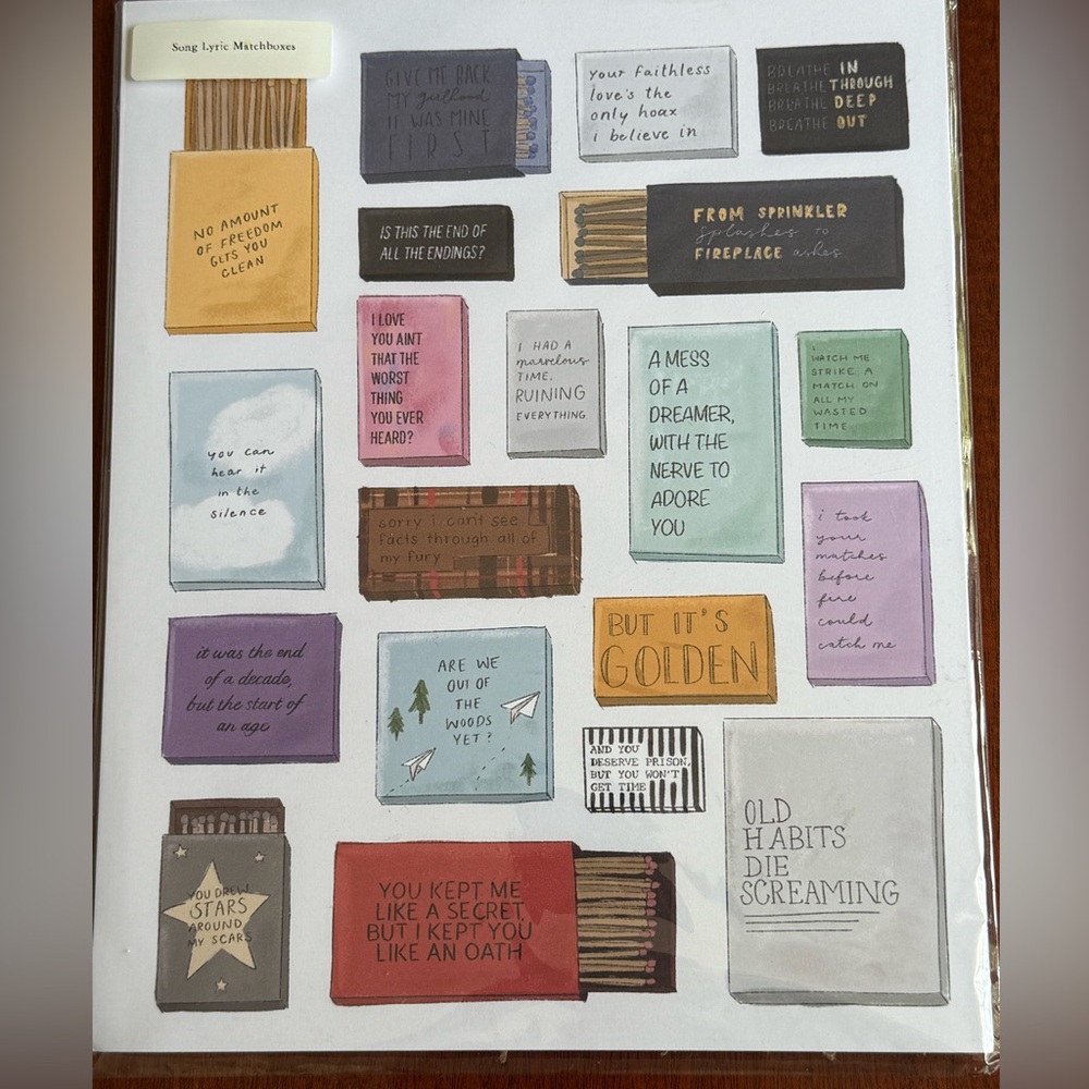 Taylor Swift Matchbox print with Lyrics! Brand NEW 8x10